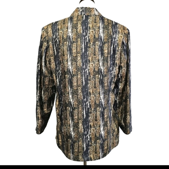 Robert Stock Women 90's Brown Small Silk Formal Casual Long Sleeve Jacket Blazer - Picture 4 of 11